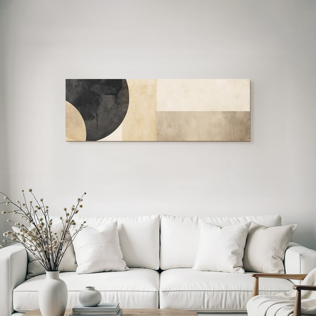 Abstrakte Zusammensetzung Geometrische Formen Beige Creme Schwarz Minimalistisch