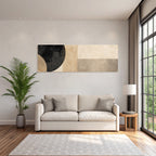 Abstrakte Zusammensetzung Geometrische Formen Beige Creme Schwarz Minimalistisch