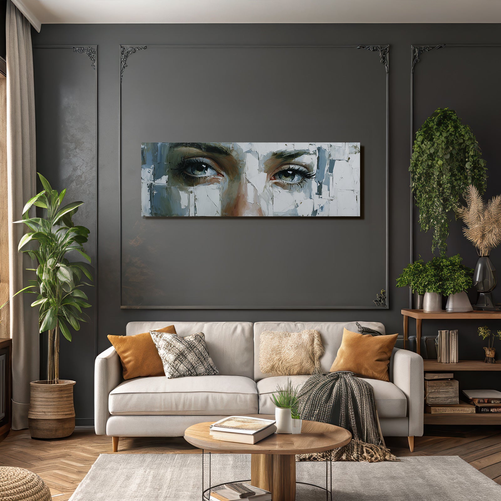 Ausdrucksvolle Augen Portrait Mit Abstraktem Hintergrund