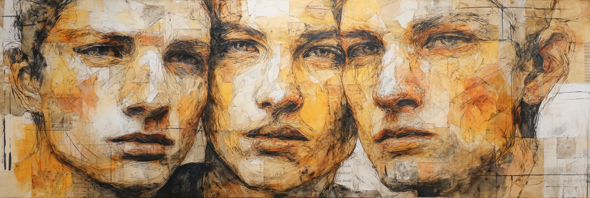 Drei Gesichter Mixed Media Kunst Abstracte Darstellung | Fine Art und Malerei | Kunstgattungen