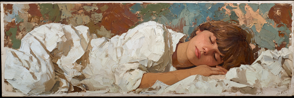 Friedliches Schlafen Mit Texturierten Bruschstichen | Fine Art und Malerei | Kunstgattungen