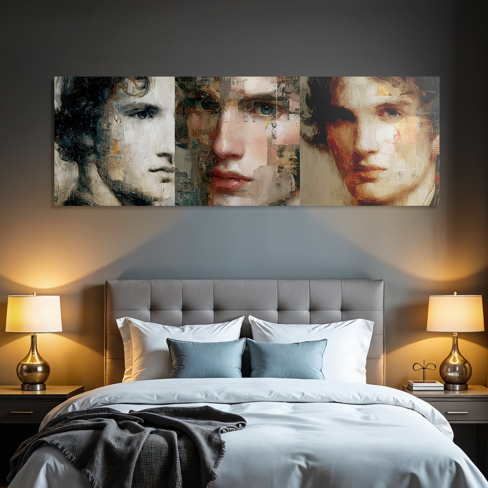 Jugendliches Mannliches Portrait Fusion Realismus Abstraktion