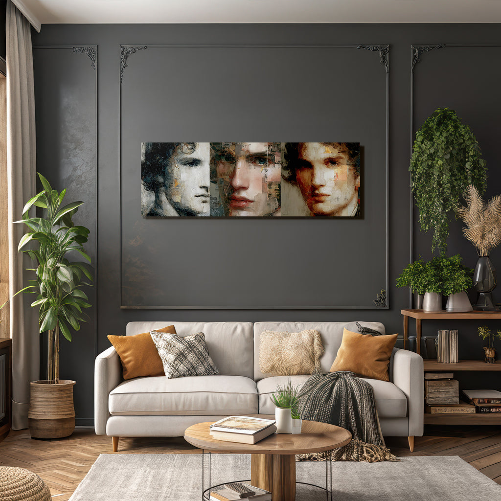 Jugendliches Mannliches Portrait Fusion Realismus Abstraktion