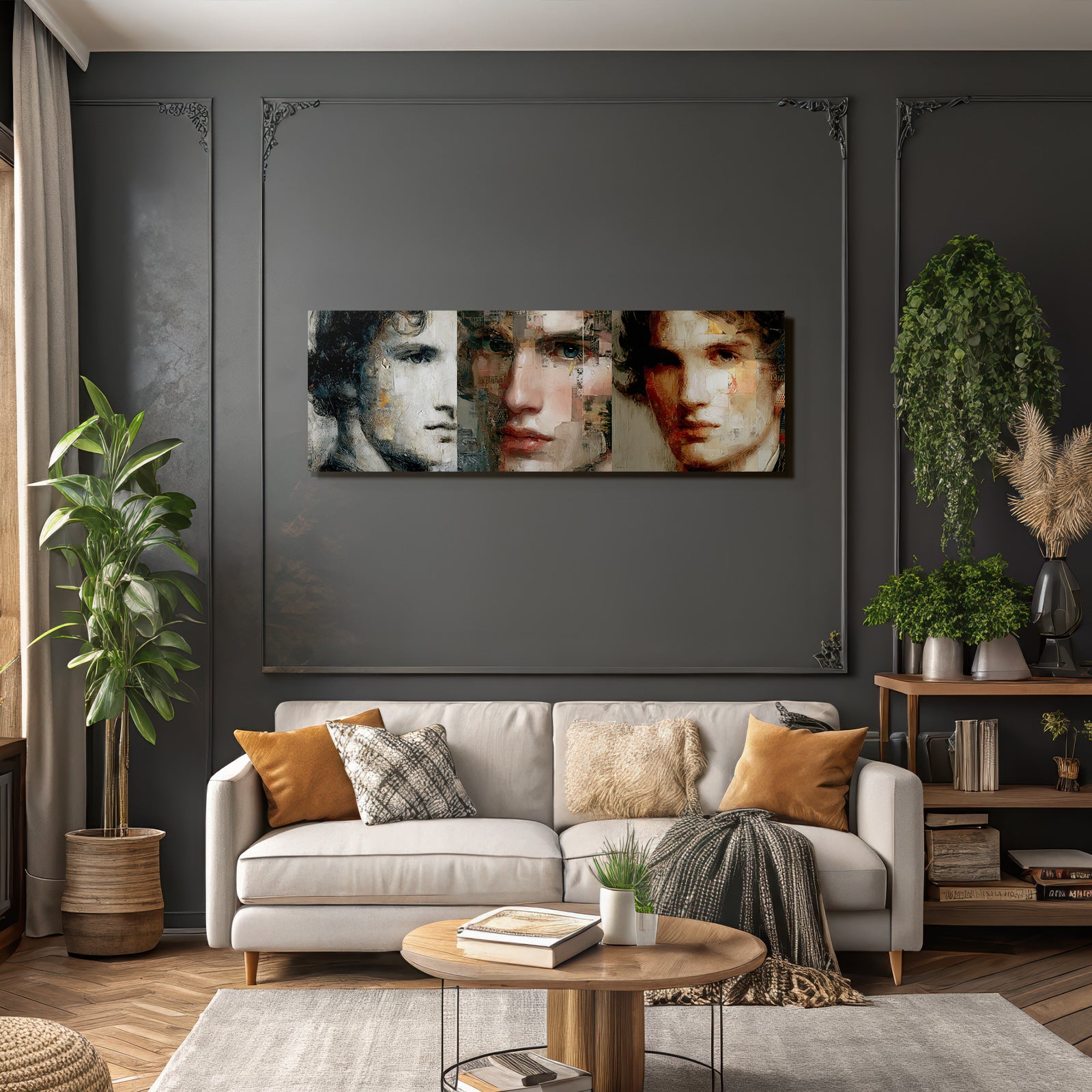 Jugendliches Mannliches Portrait Fusion Realismus Abstraktion