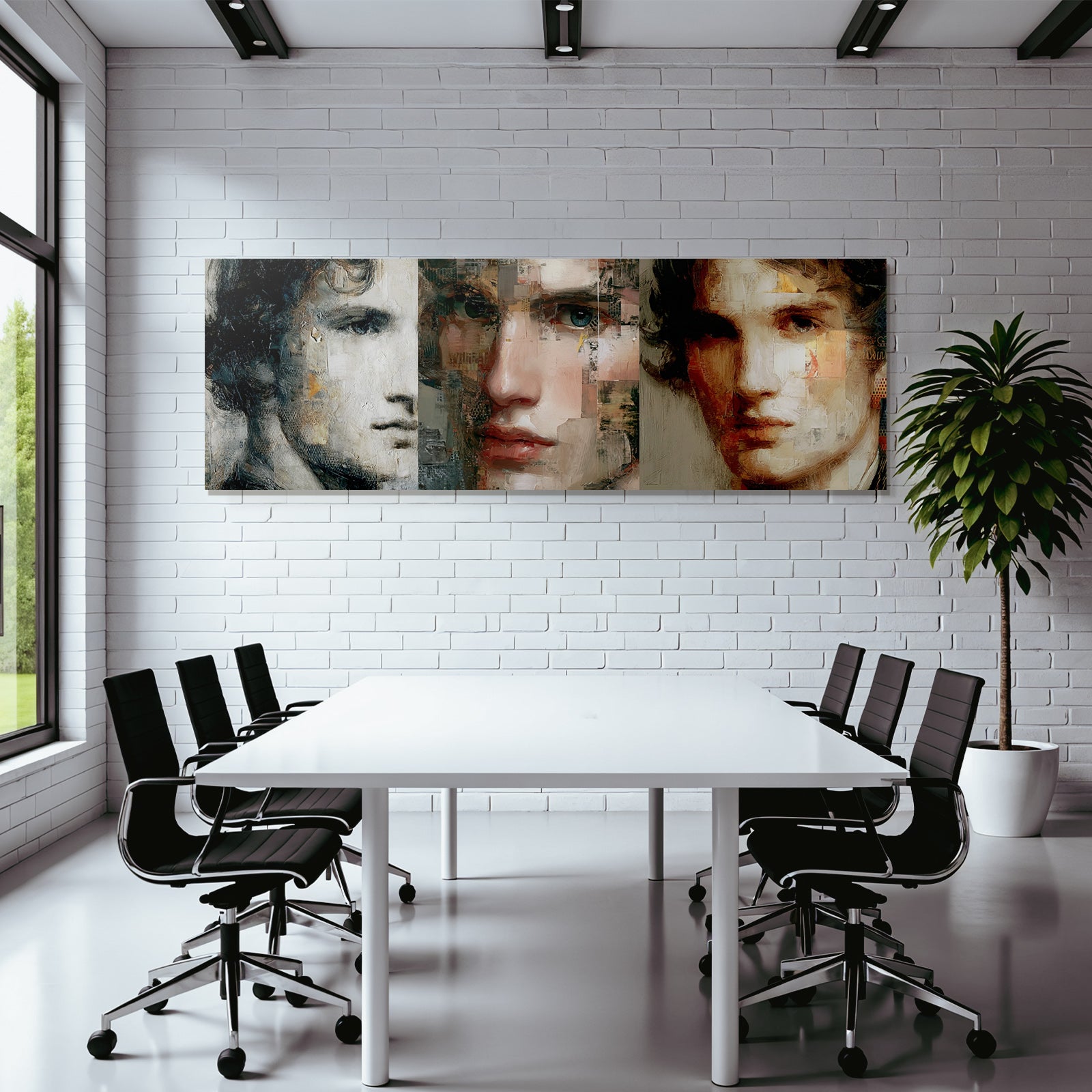 Jugendliches Mannliches Portrait Fusion Realismus Abstraktion