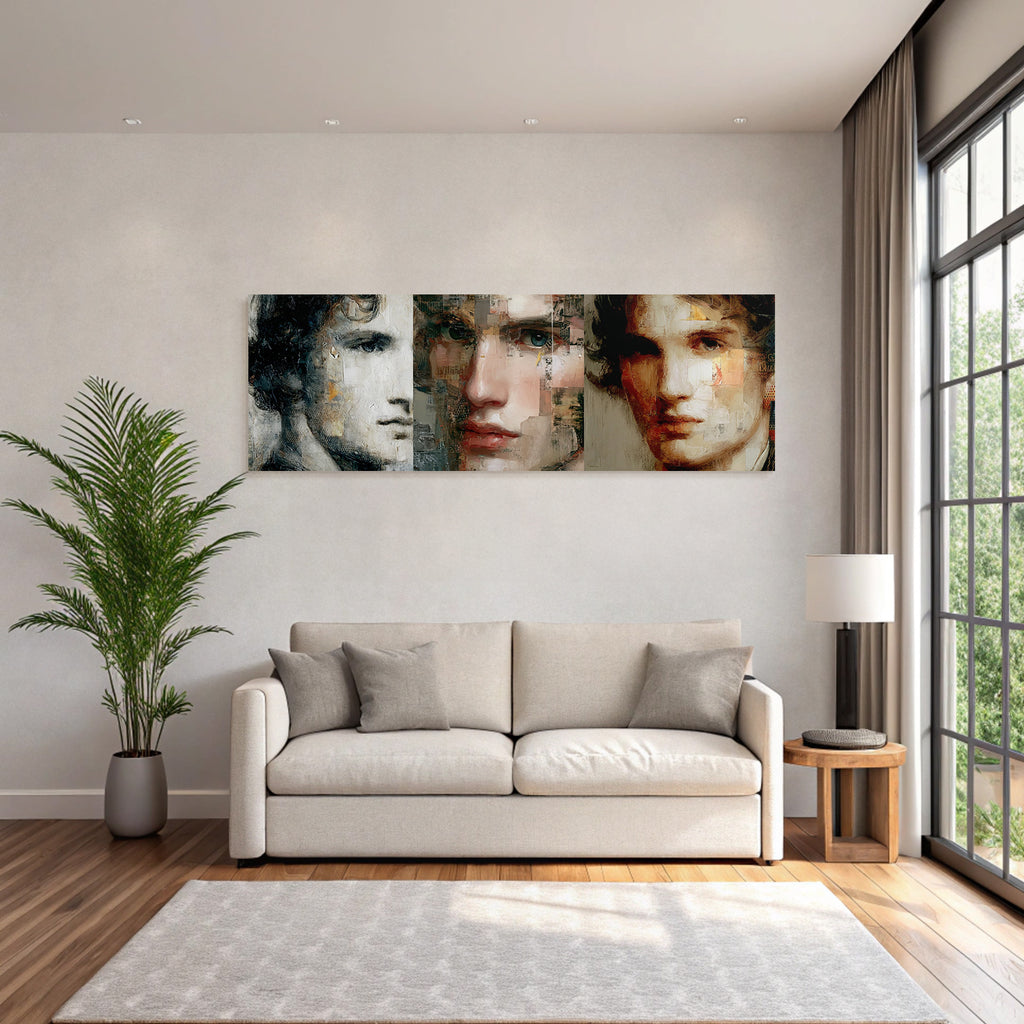 Jugendliches Mannliches Portrait Fusion Realismus Abstraktion