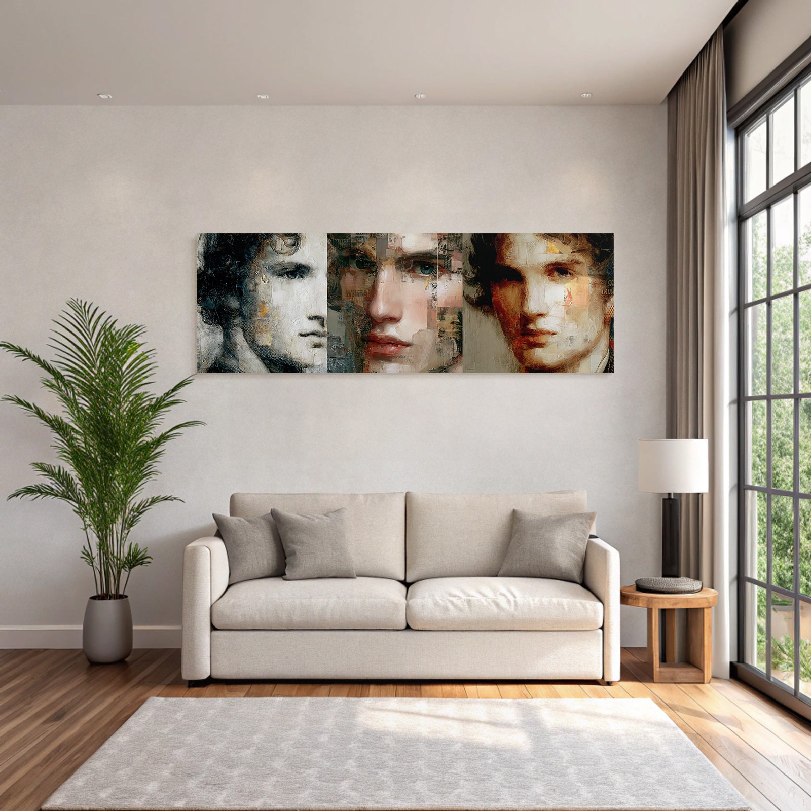Jugendliches Mannliches Portrait Fusion Realismus Abstraktion
