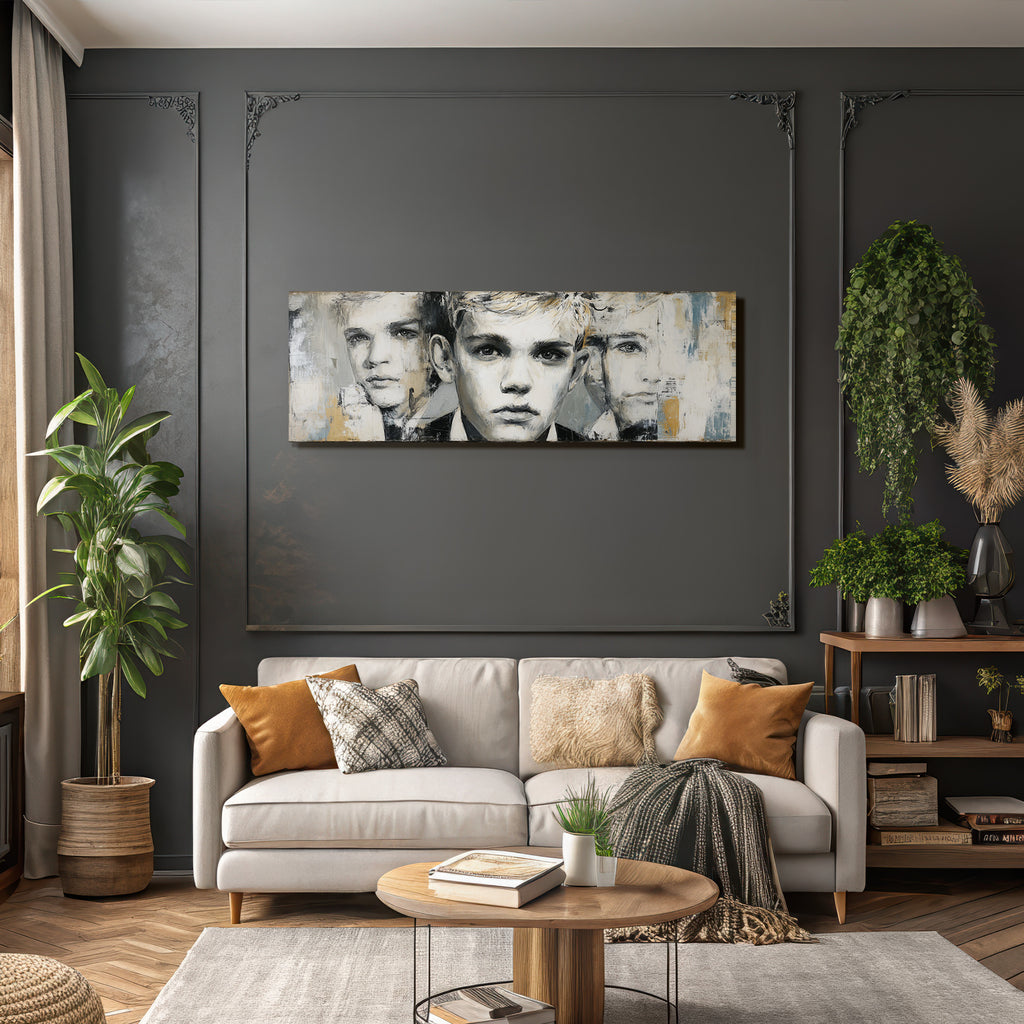 Junge Mann Gesichter Introspektiv Kunst Gray Beige