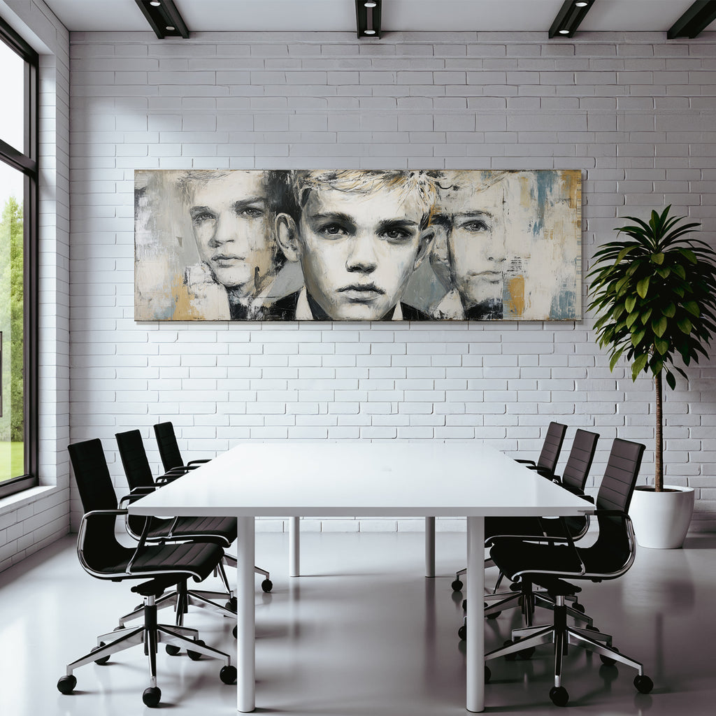 Junge Mann Gesichter Introspektiv Kunst Gray Beige