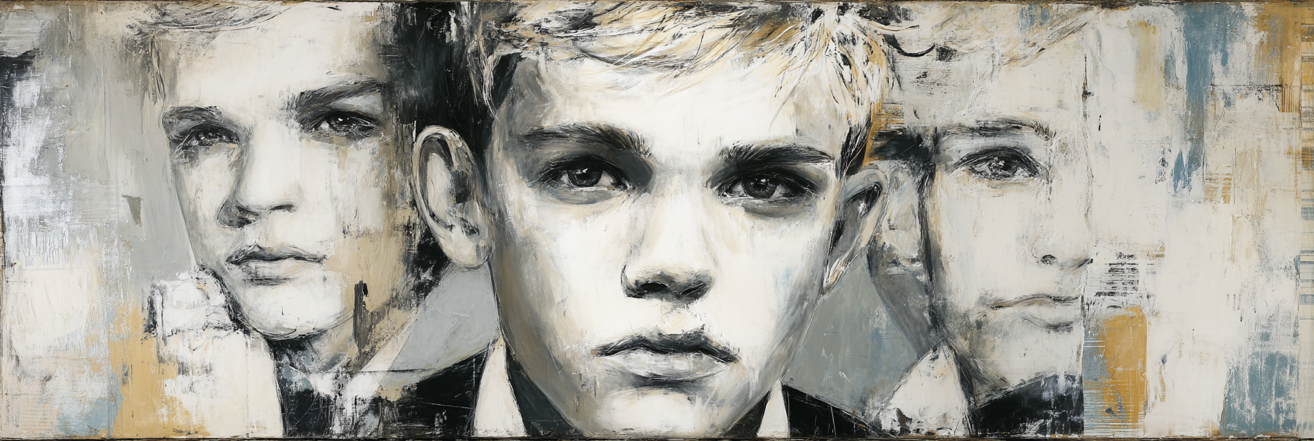 Junge Mann Gesichter Introspektiv Kunst Gray Beige | Fine Art und Malerei | Kunstgattungen