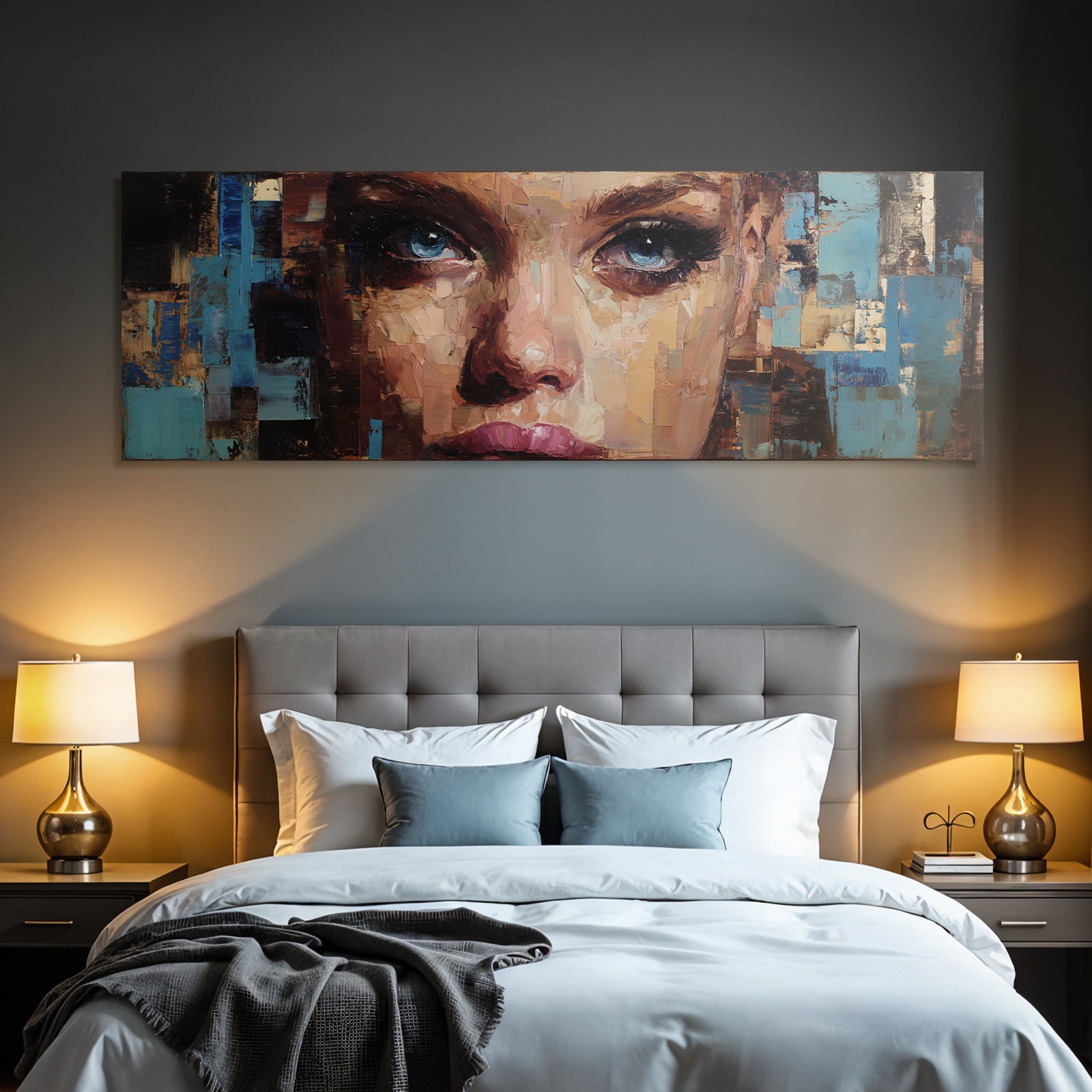 Nahaufnahme Abstracte Portrait Mit Texturierten Brushstrichen
