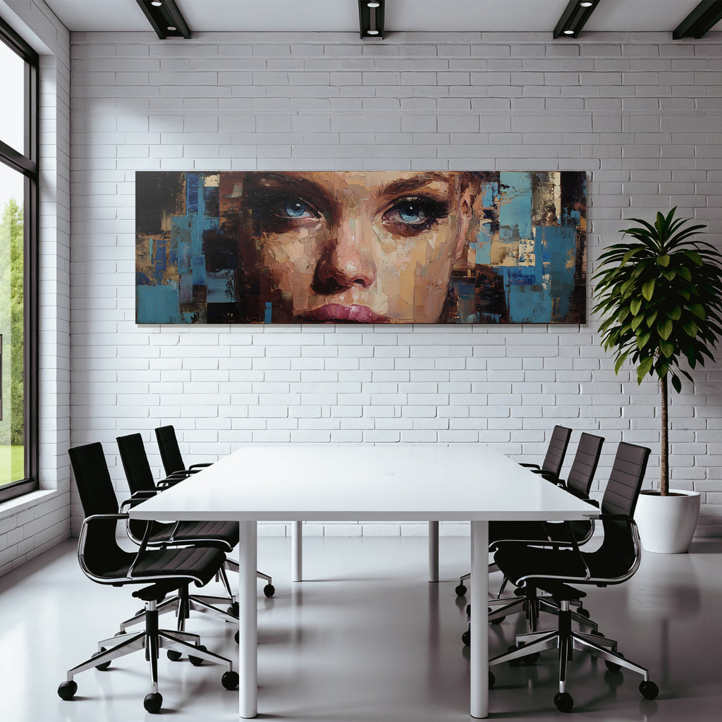 Nahaufnahme Abstracte Portrait Mit Texturierten Brushstrichen