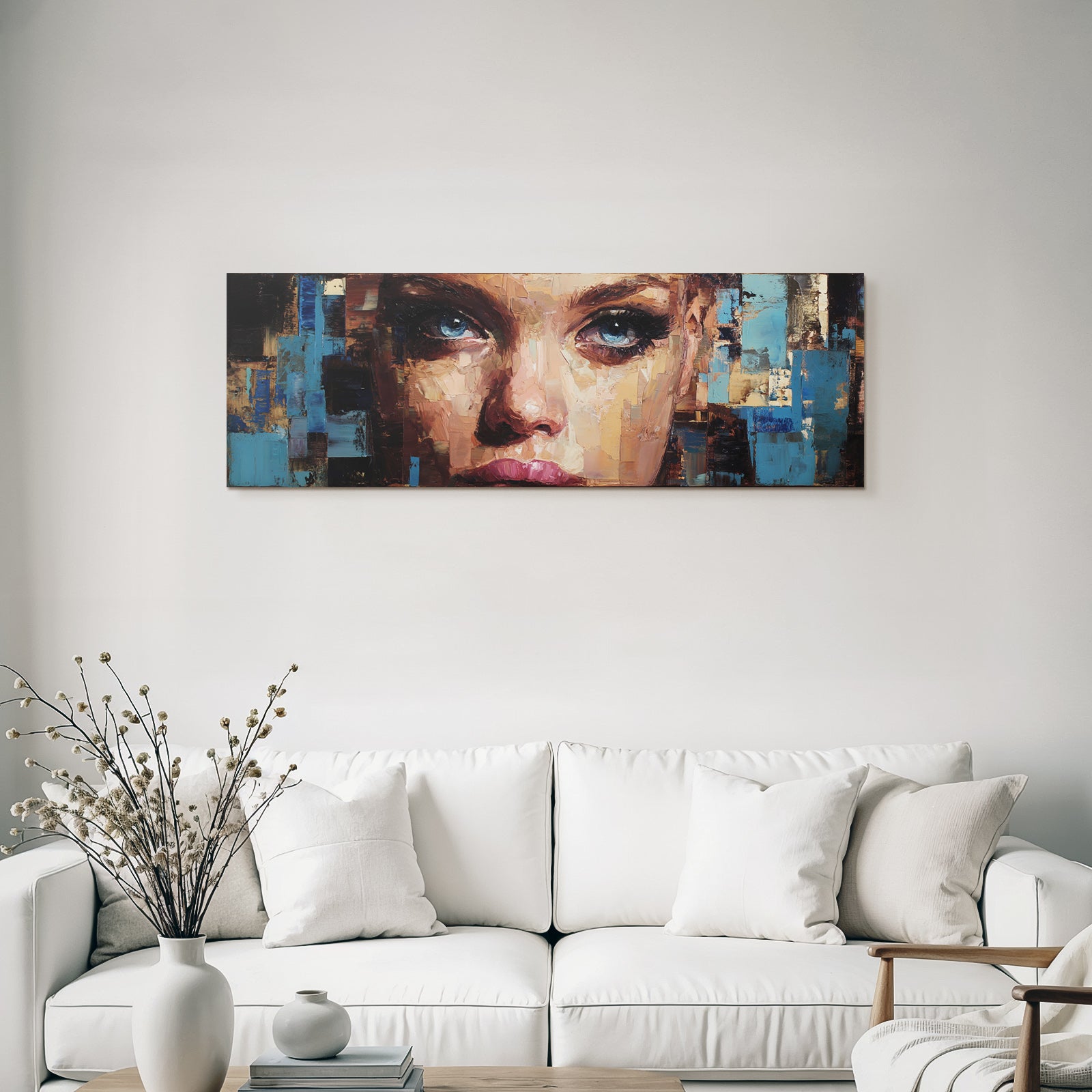 Nahaufnahme Abstracte Portrait Mit Texturierten Brushstrichen