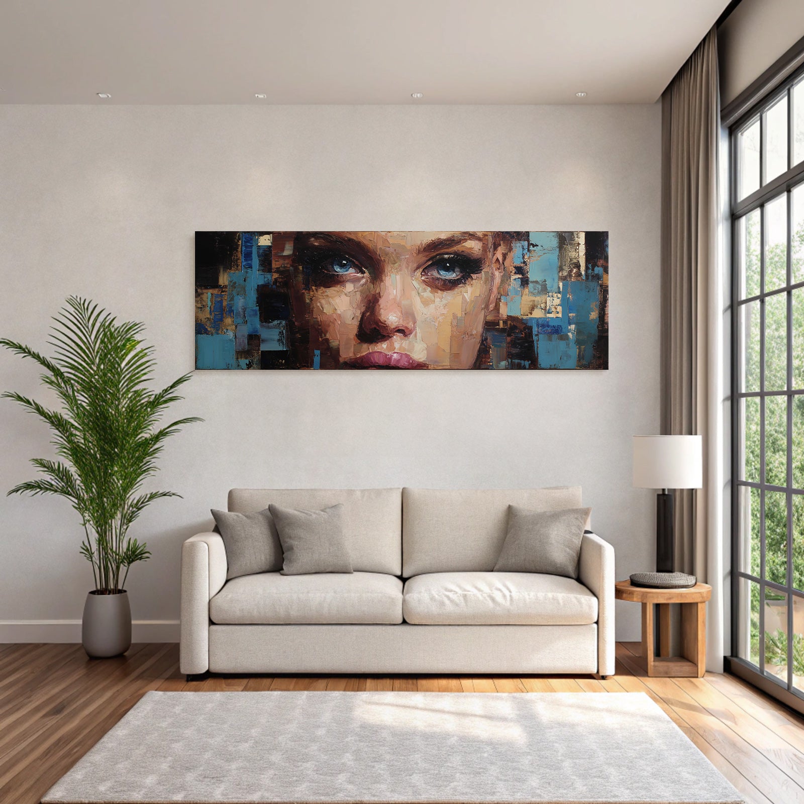 Nahaufnahme Abstracte Portrait Mit Texturierten Brushstrichen