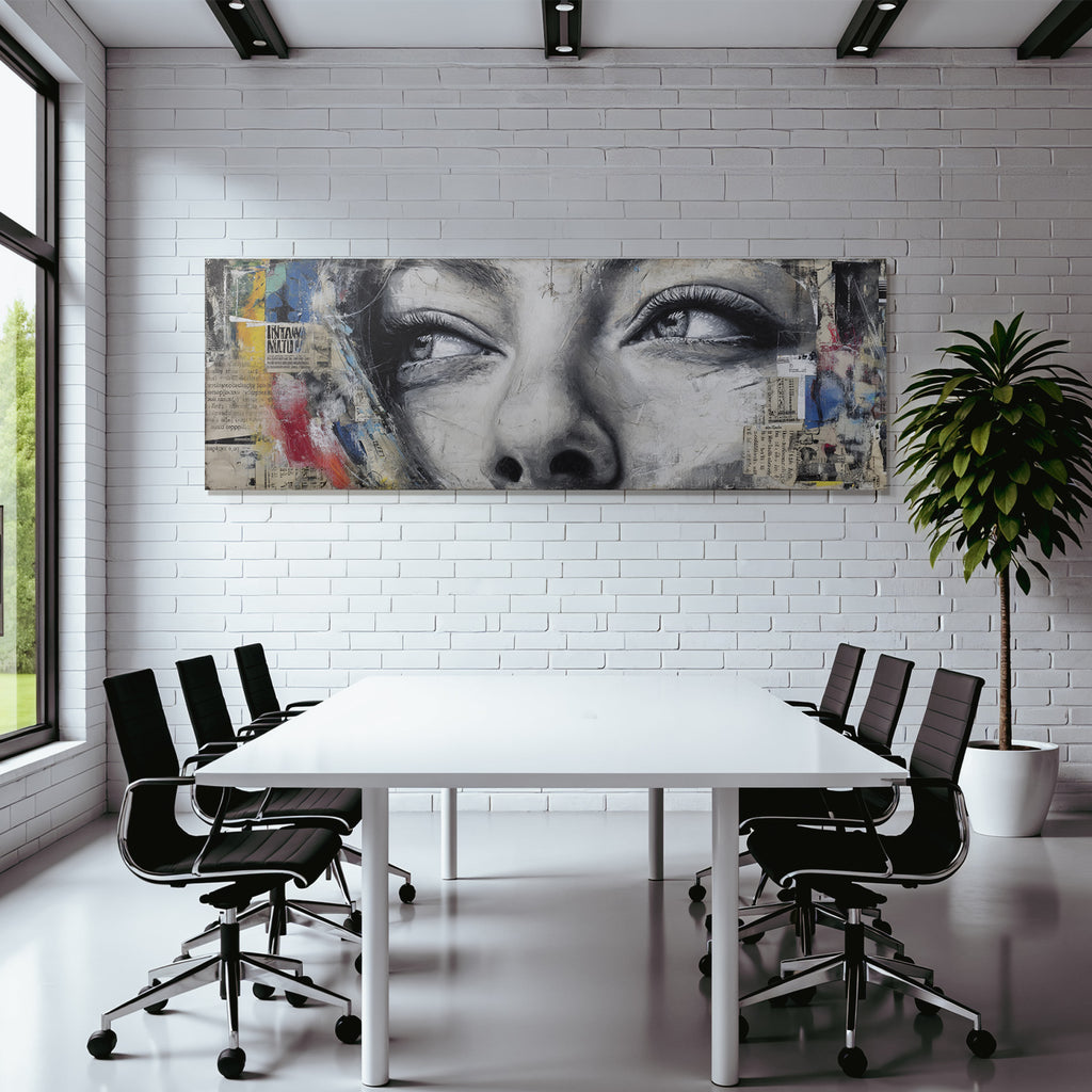 Nahaufnahme Der Augen Mit Mixed Media Texturen Und Farben