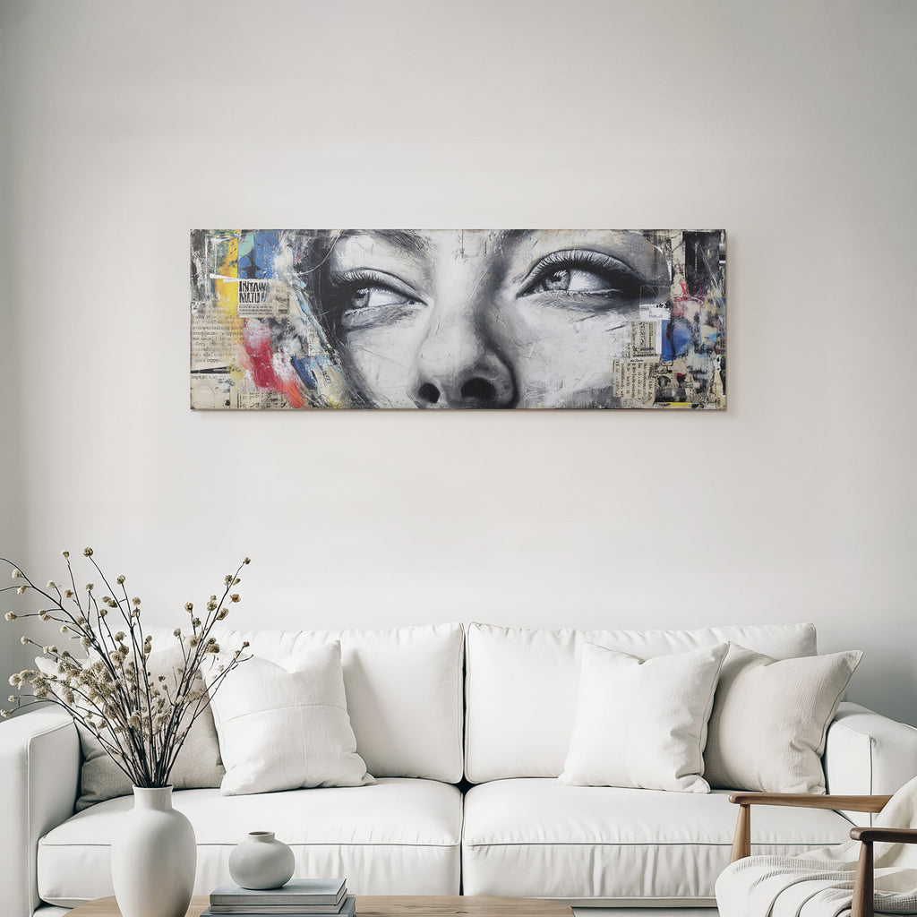 Nahaufnahme Der Augen Mit Mixed Media Texturen Und Farben