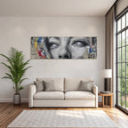 Nahaufnahme Der Augen Mit Mixed Media Texturen Und Farben
