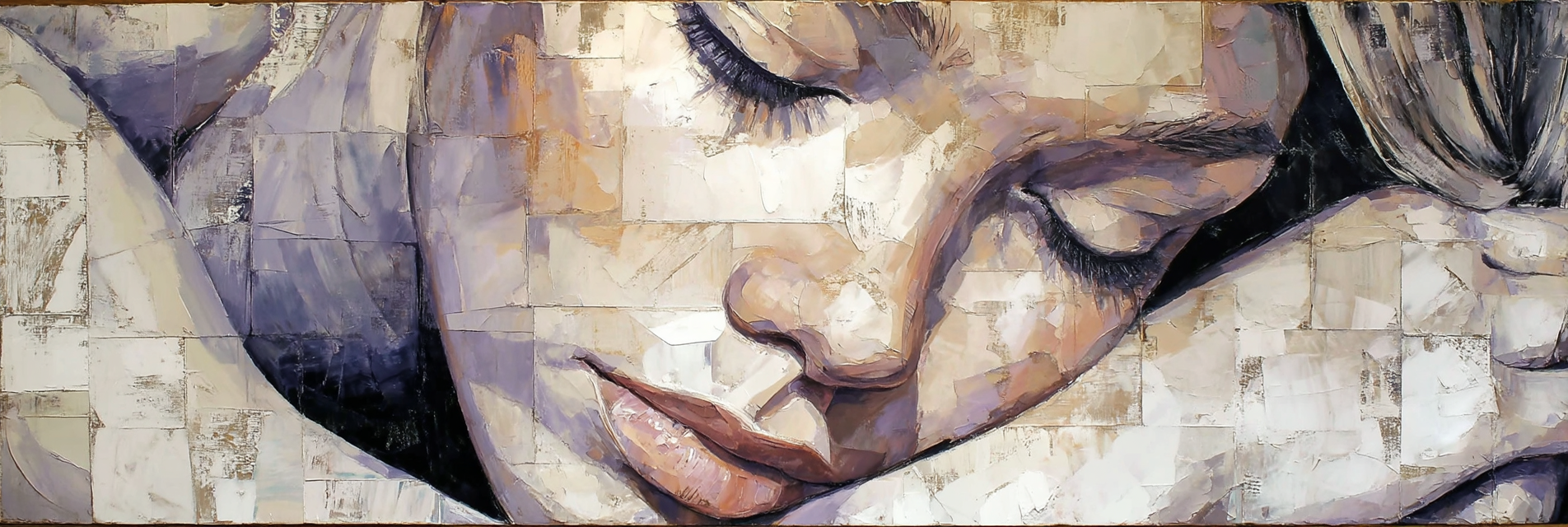 Nahaufnahme Eines Gesichtes Mit Einer Ruhigen Ausdruck | Fine Art und Malerei | Kunstgattungen