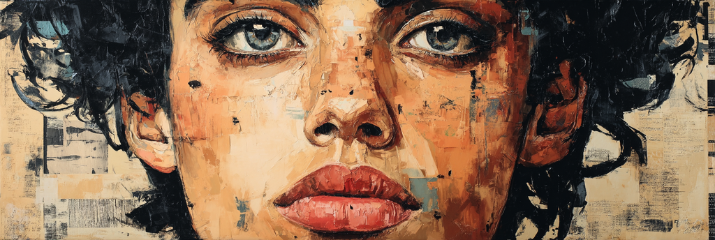 Nahaufnahme Personengesicht Mit Boldfarben Und Ausdruclreichen Brushtrokes | Fine Art und Malerei | Kunstgattungen