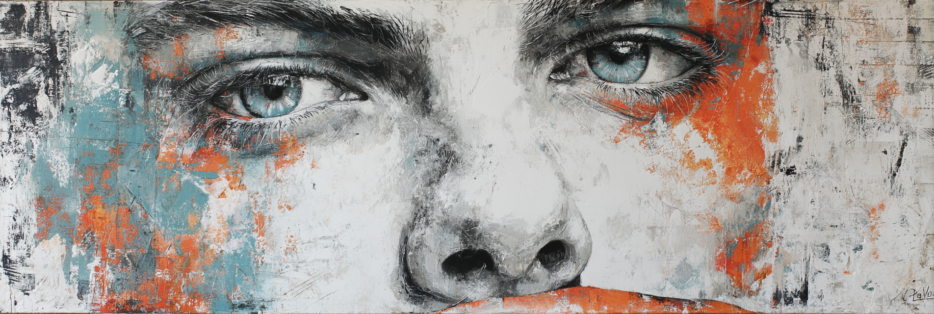 Naheansicht Eines Gesichts Mit Strahlenden Augen | Fine Art und Malerei | Kunstgattungen