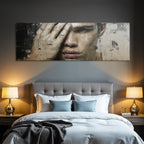 Naheaufnahme Gestaltete Gesicht Hand Decke