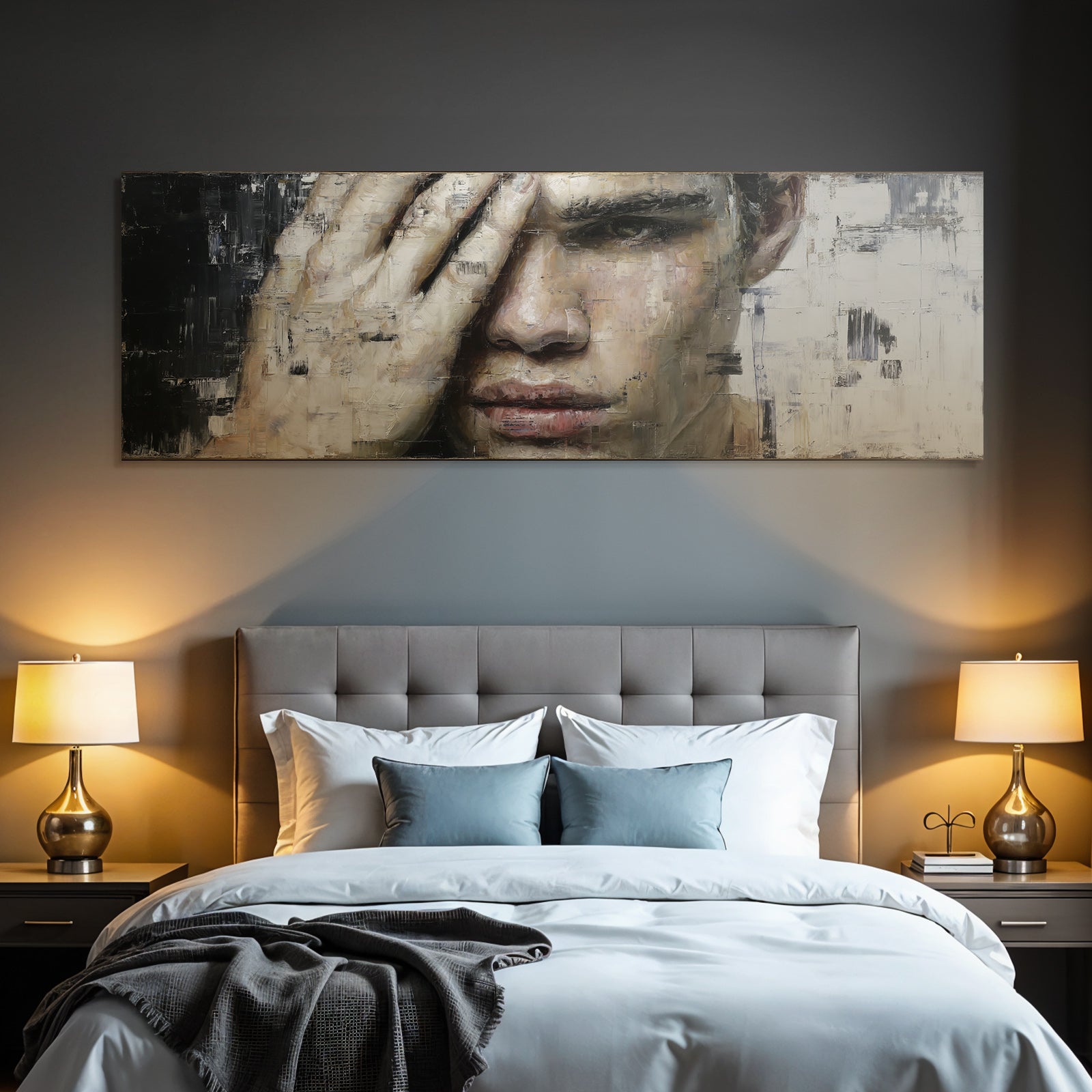 Naheaufnahme Gestaltete Gesicht Hand Decke
