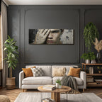 Naheaufnahme Gestaltete Gesicht Hand Decke