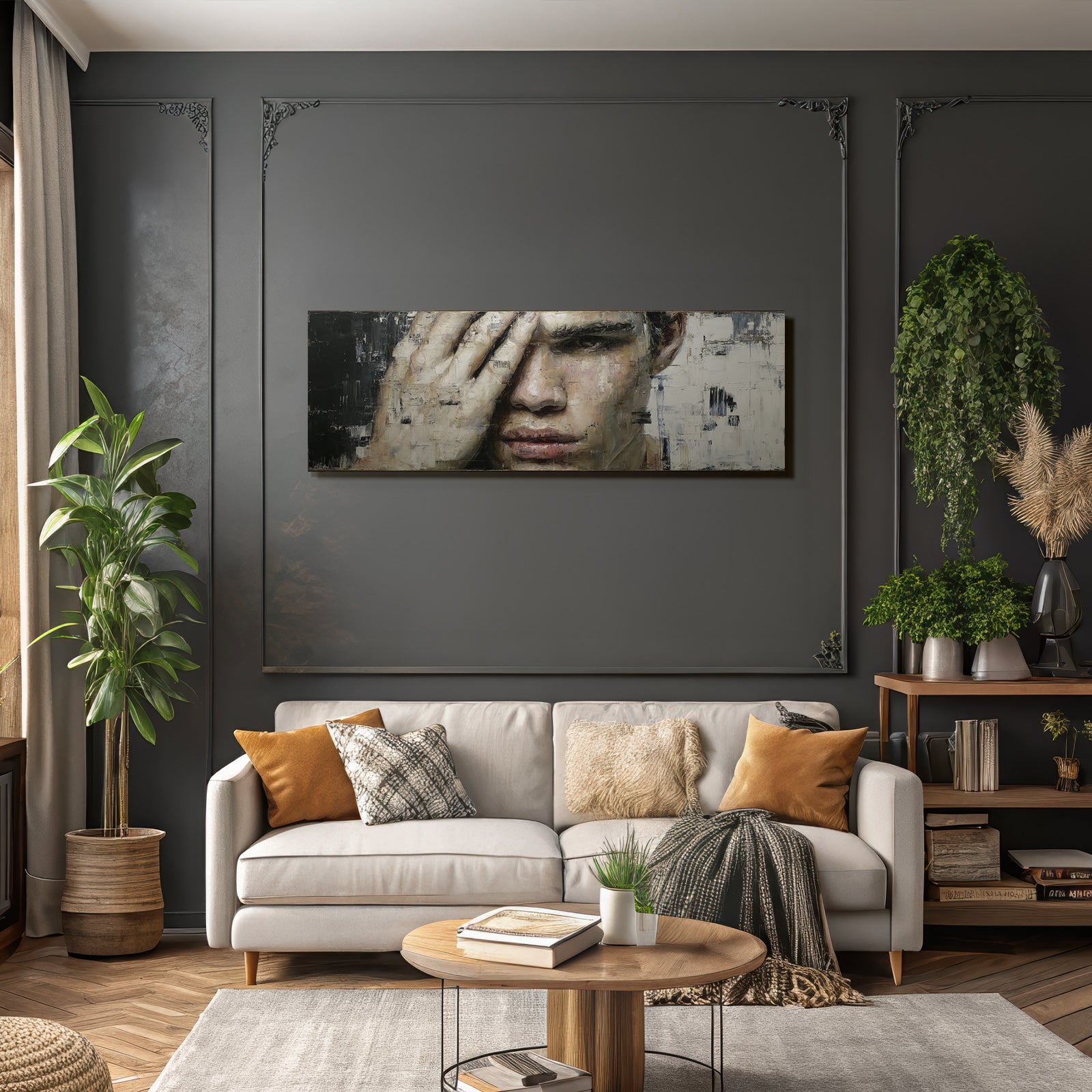 Naheaufnahme Gestaltete Gesicht Hand Decke
