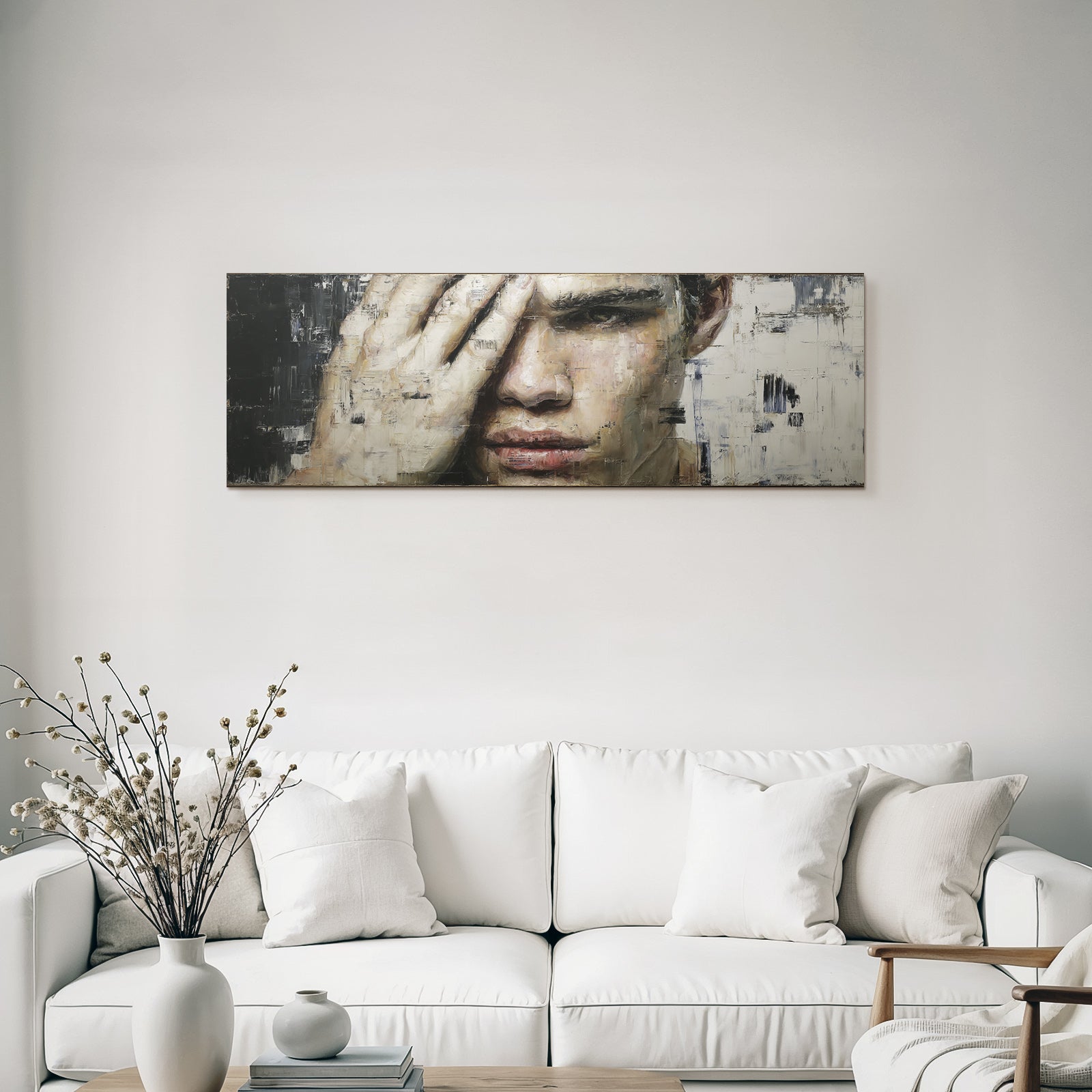 Naheaufnahme Gestaltete Gesicht Hand Decke
