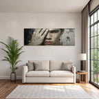 Naheaufnahme Gestaltete Gesicht Hand Decke