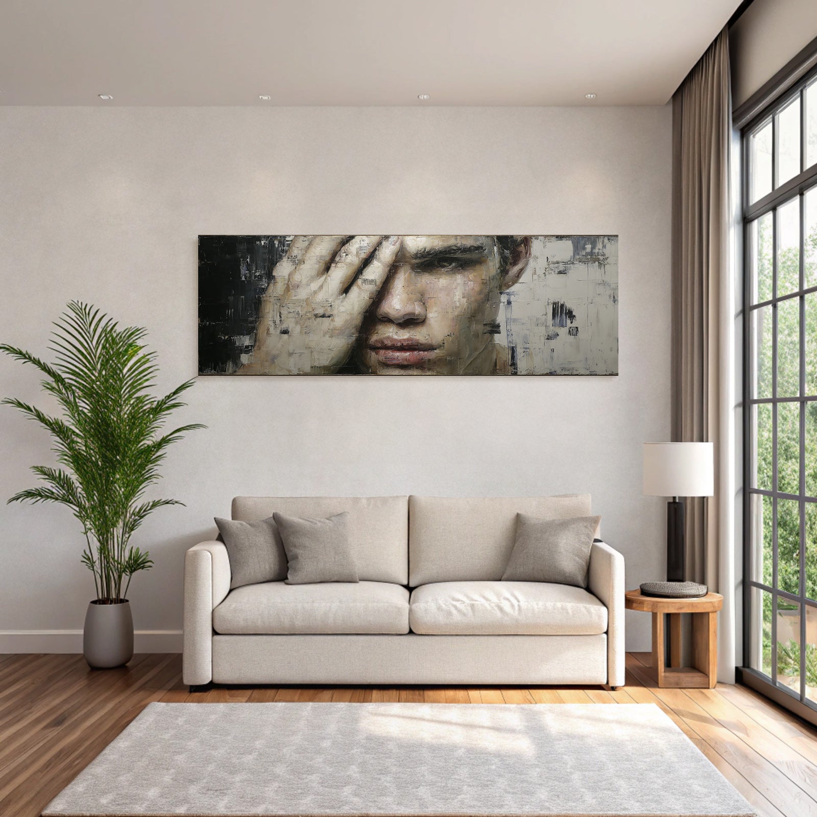 Naheaufnahme Gestaltete Gesicht Hand Decke