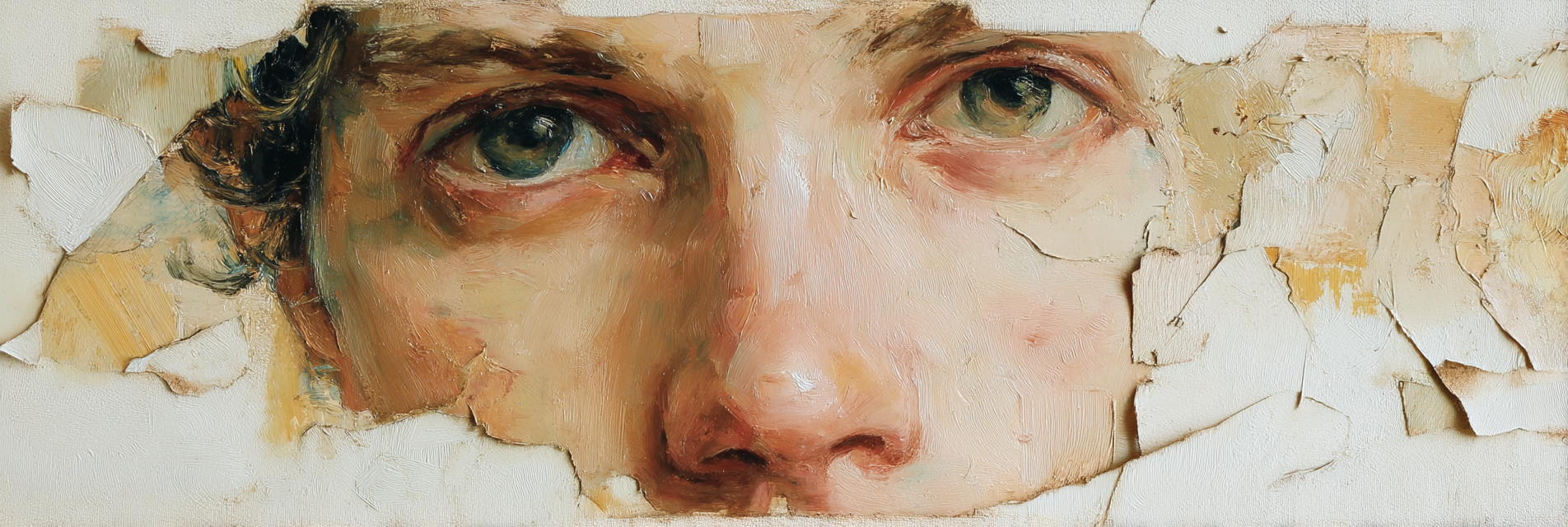 Naheaufnahme Von Augen Und Gesicht Mit Texturierter Oberflaeche | Fine Art und Malerei | Kunstgattungen