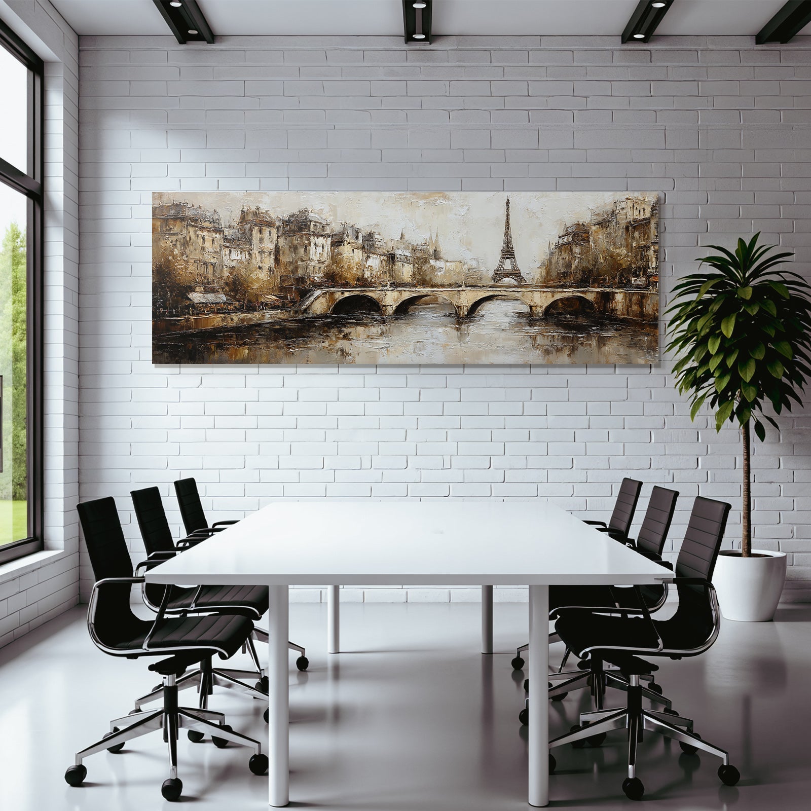 Pariser Stadtansicht Eiffelturm Und Bruecke Landschaft Impressionistisch