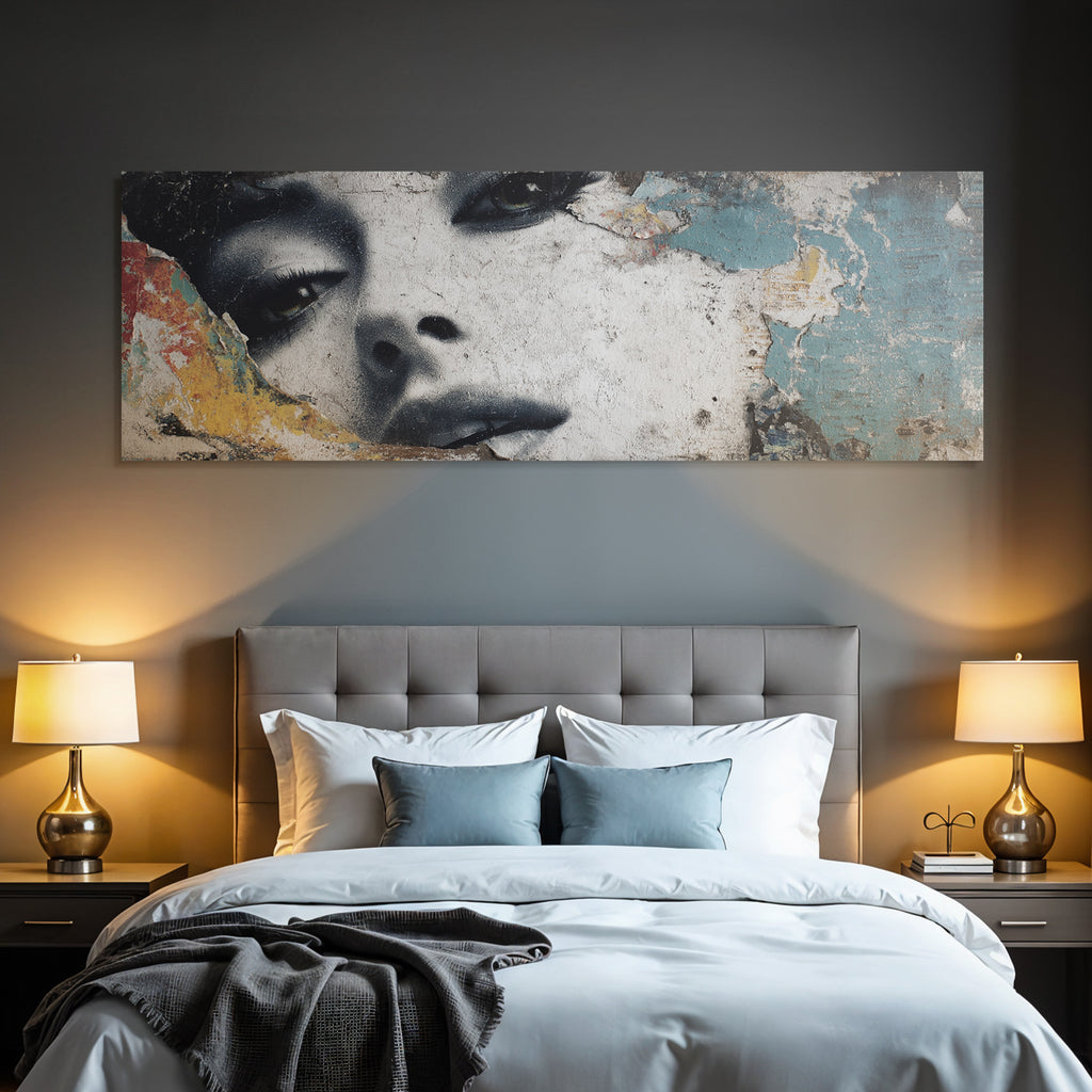 Stylisiertes Mural Gesicht Aufgedeckte Farbe Urban Aesthetik