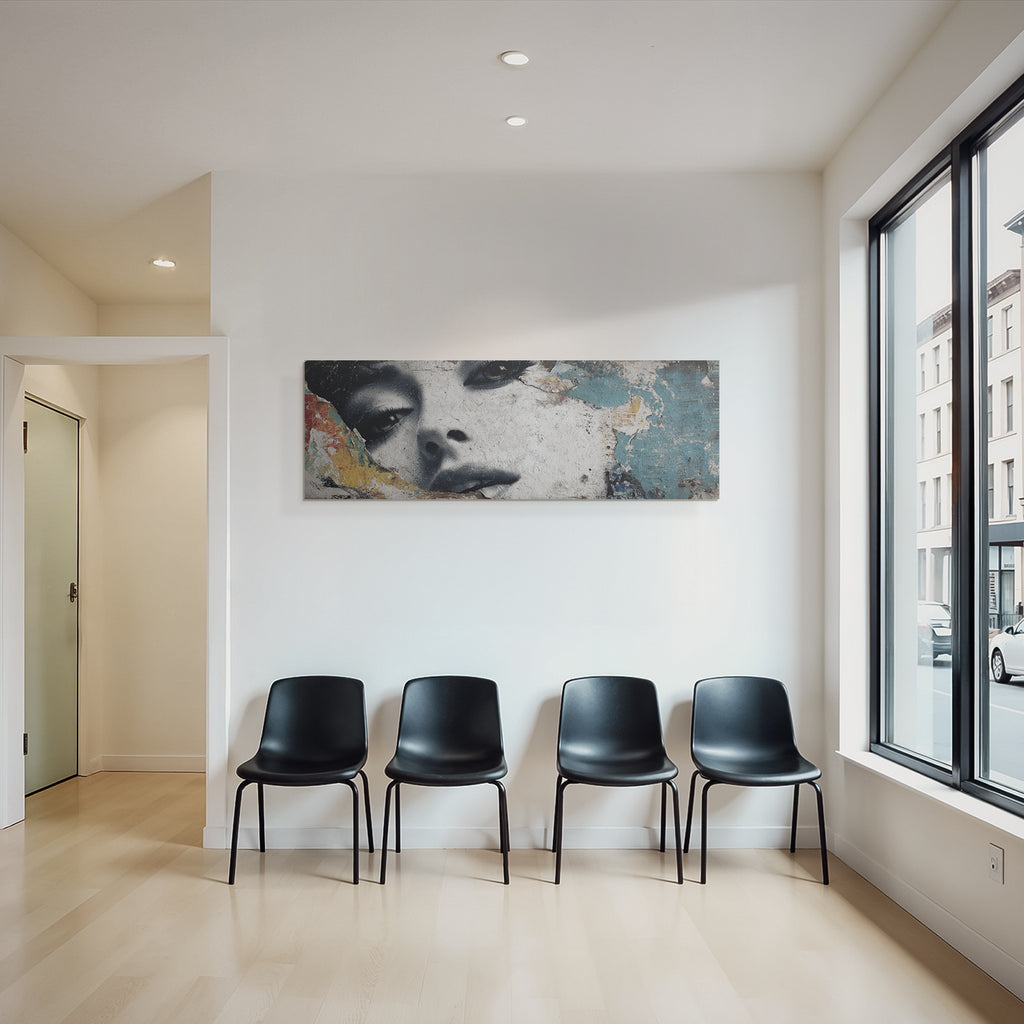 Stylisiertes Mural Gesicht Aufgedeckte Farbe Urban Aesthetik