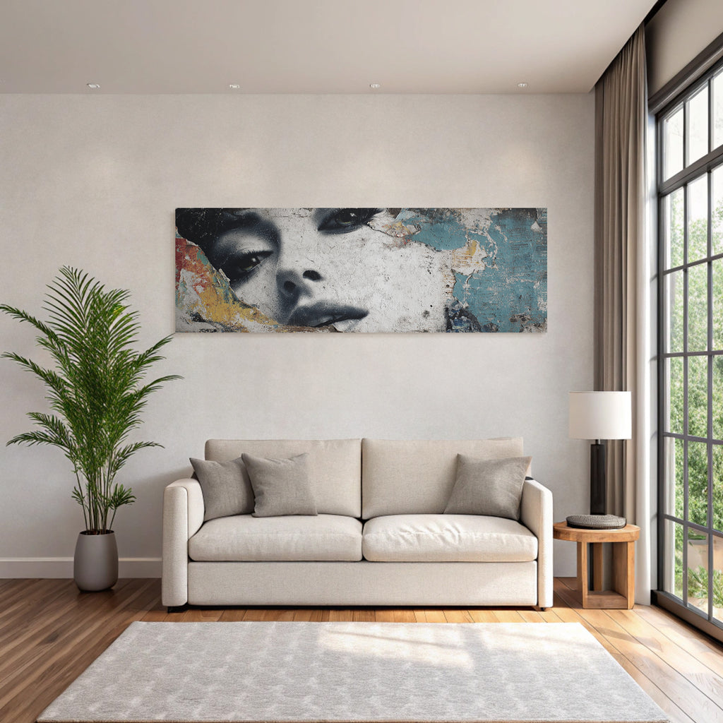 Stylisiertes Mural Gesicht Aufgedeckte Farbe Urban Aesthetik