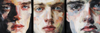 Triptychon Von Portraits Ausdrucksstil Mit Bold Farben Und Bruschwerk | Fine Art und Malerei | Kunstgattungen