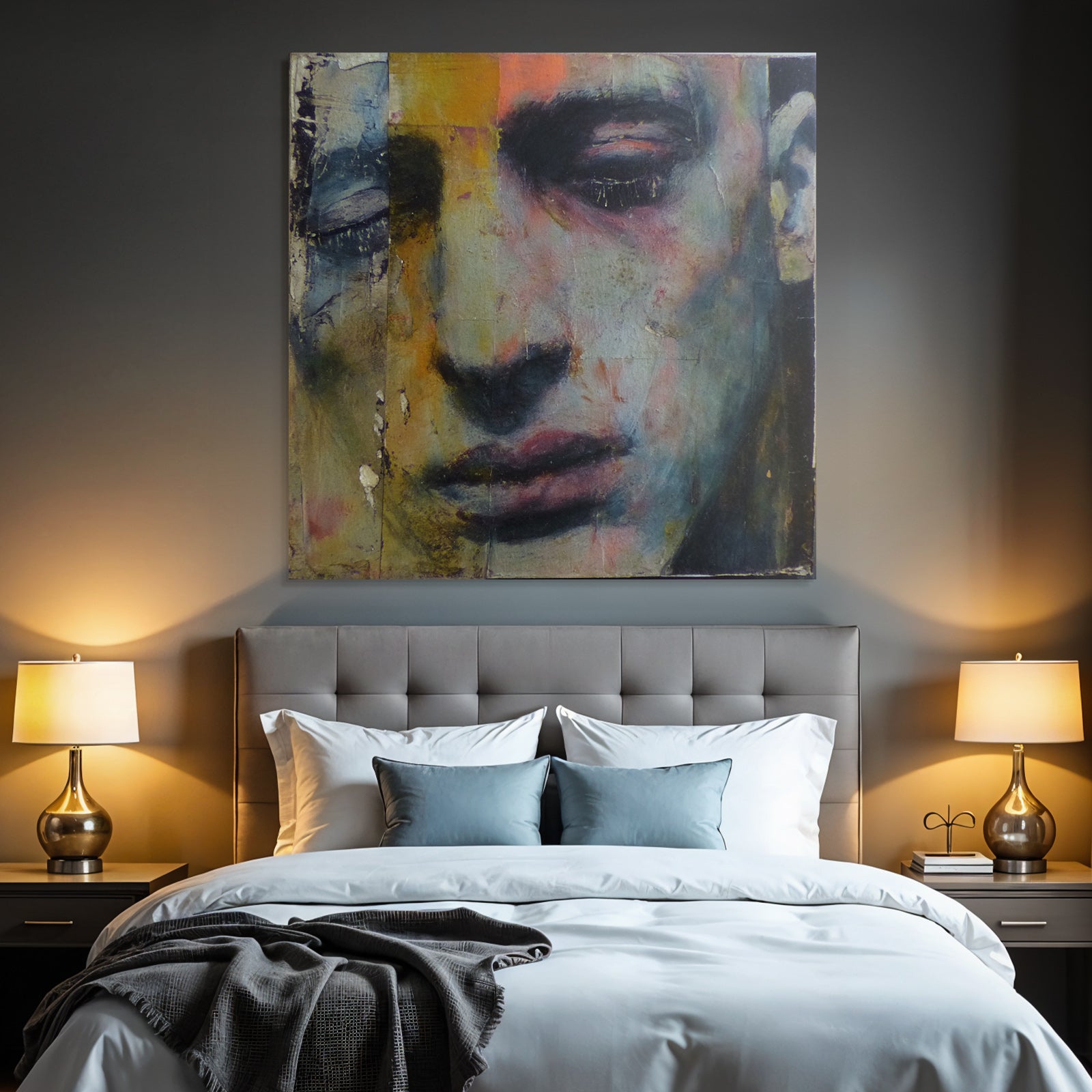Abstraktes Portrait Eines Gesichts Mit Augen Und Mund