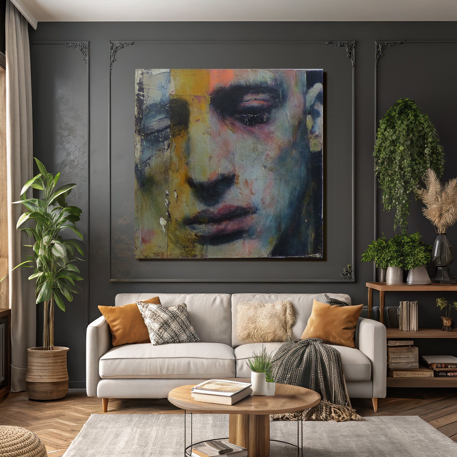 Abstraktes Portrait Eines Gesichts Mit Augen Und Mund