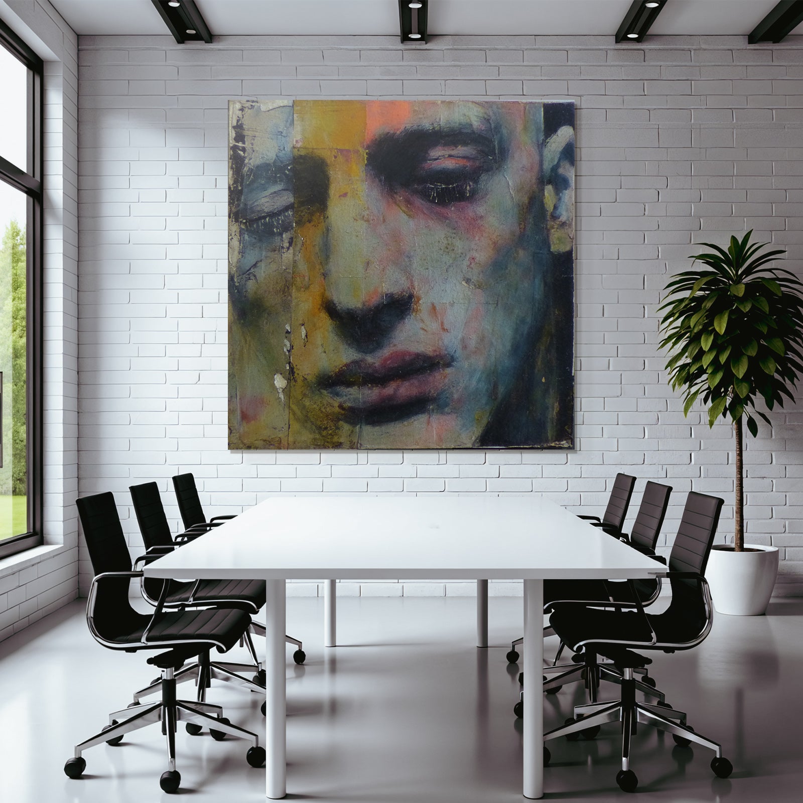 Abstraktes Portrait Eines Gesichts Mit Augen Und Mund