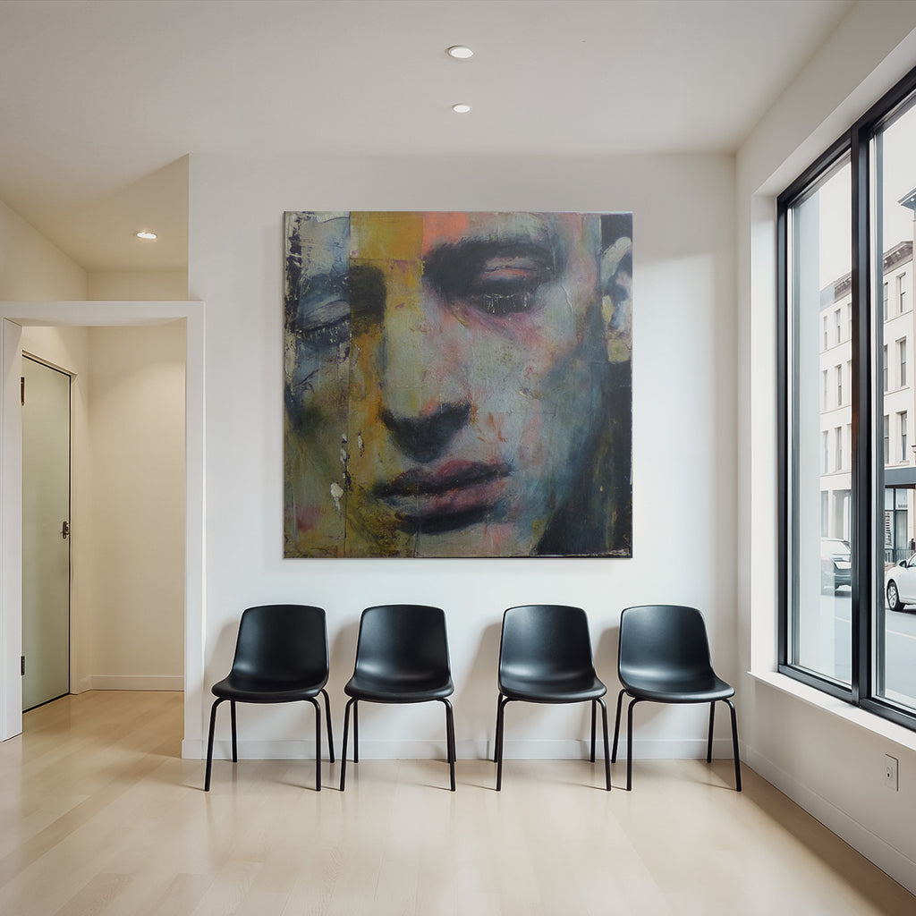 Abstraktes Portrait Eines Gesichts Mit Augen Und Mund