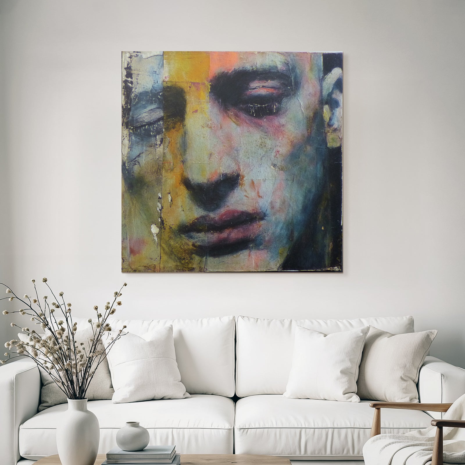 Abstraktes Portrait Eines Gesichts Mit Augen Und Mund