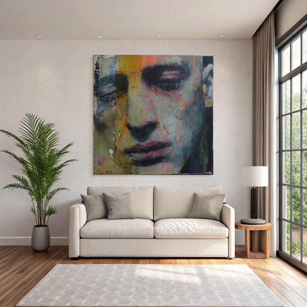 Abstraktes Portrait Eines Gesichts Mit Augen Und Mund