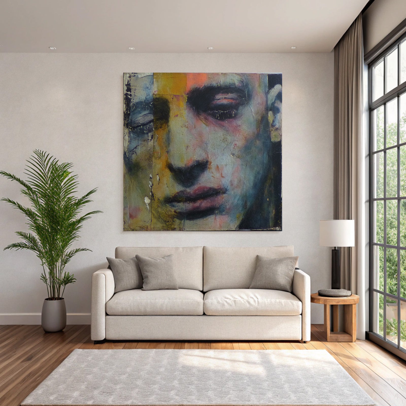 Abstraktes Portrait Eines Gesichts Mit Augen Und Mund