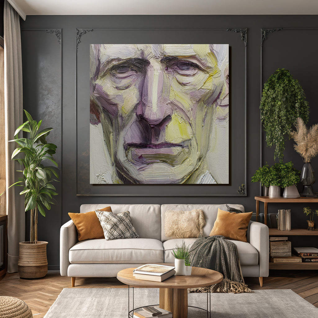 Alter Mann Portraet Expressive Malerei Rot Violett Gelb