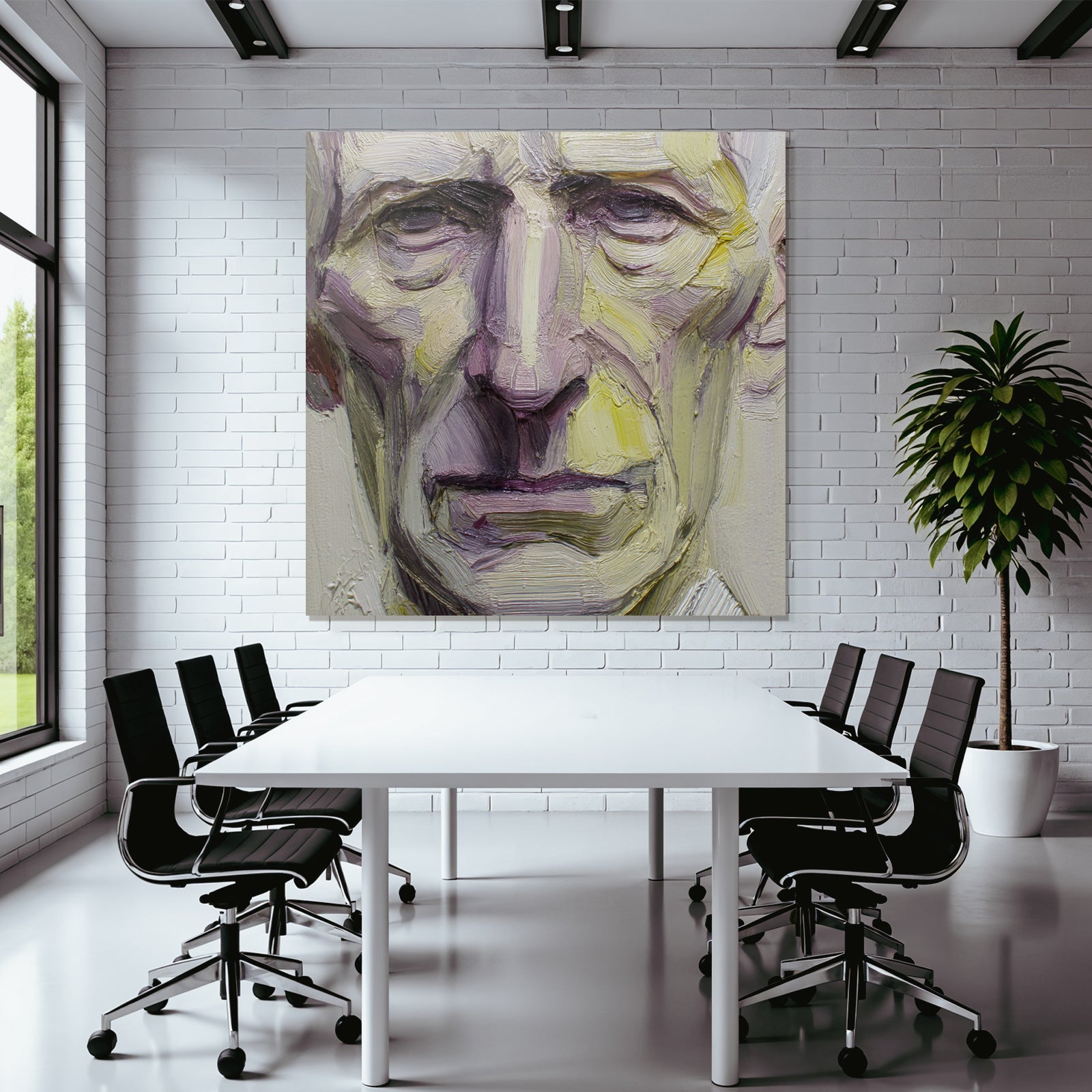 Alter Mann Portraet Expressive Malerei Rot Violett Gelb