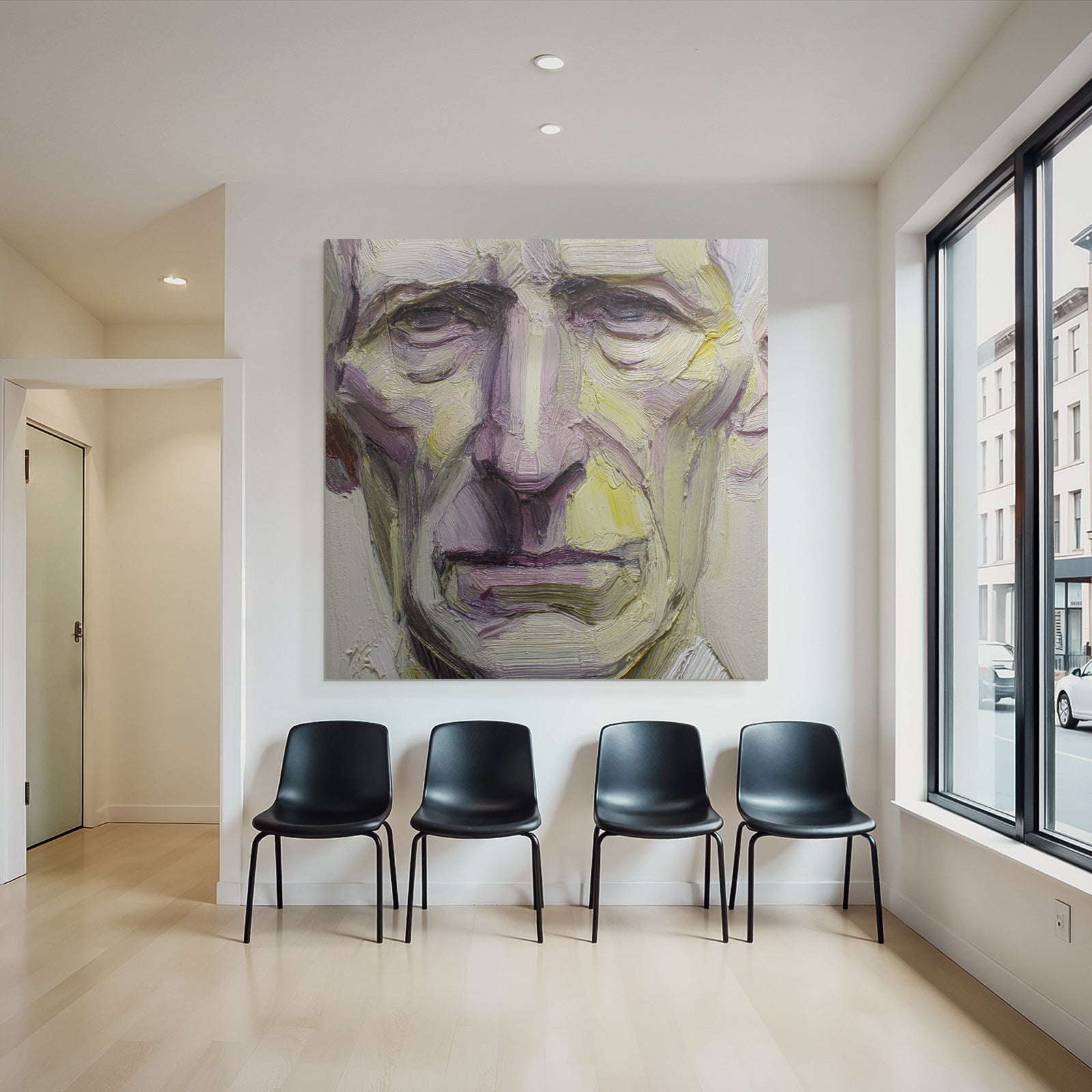 Alter Mann Portraet Expressive Malerei Rot Violett Gelb