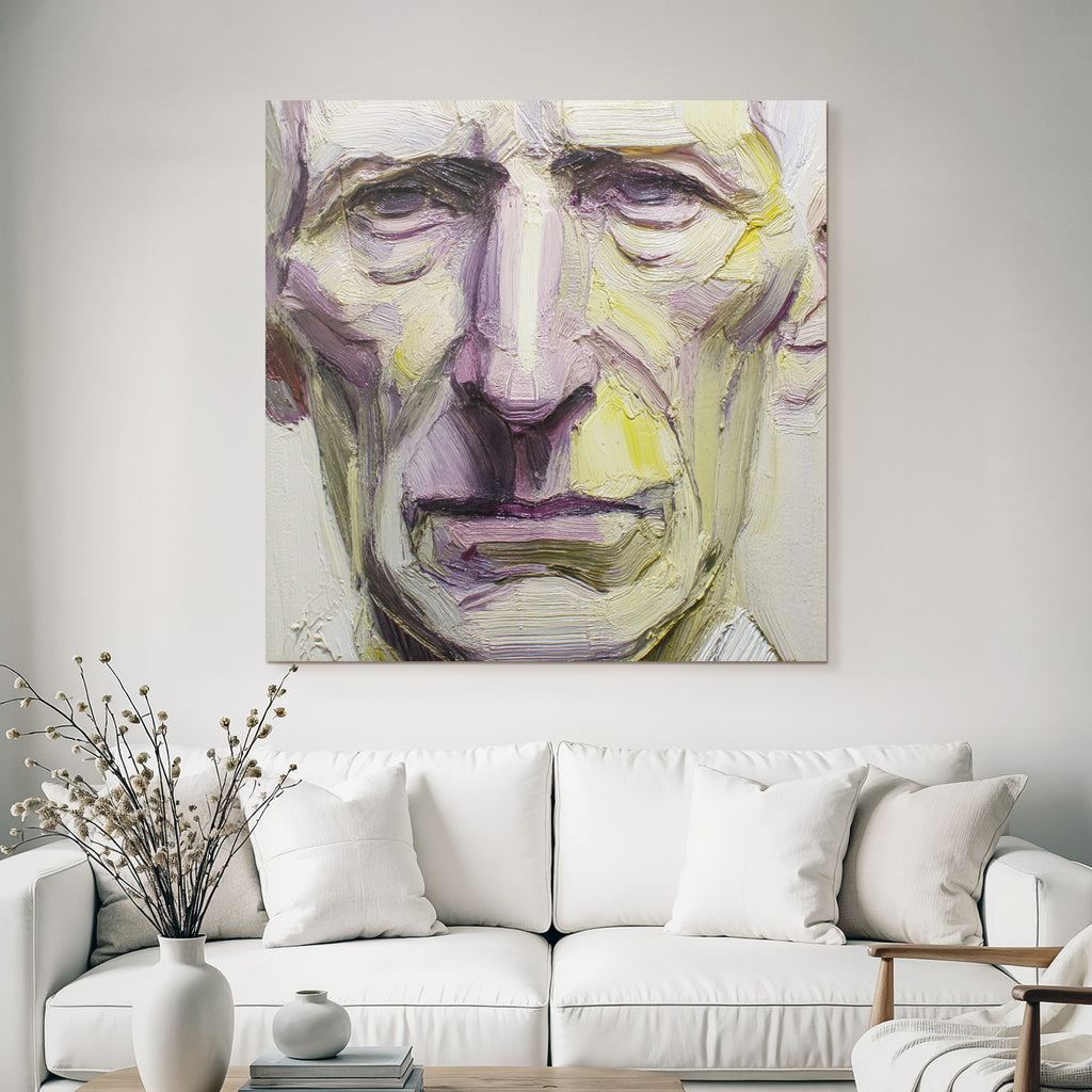 Alter Mann Portraet Expressive Malerei Rot Violett Gelb