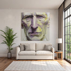 Alter Mann Portraet Expressive Malerei Rot Violett Gelb