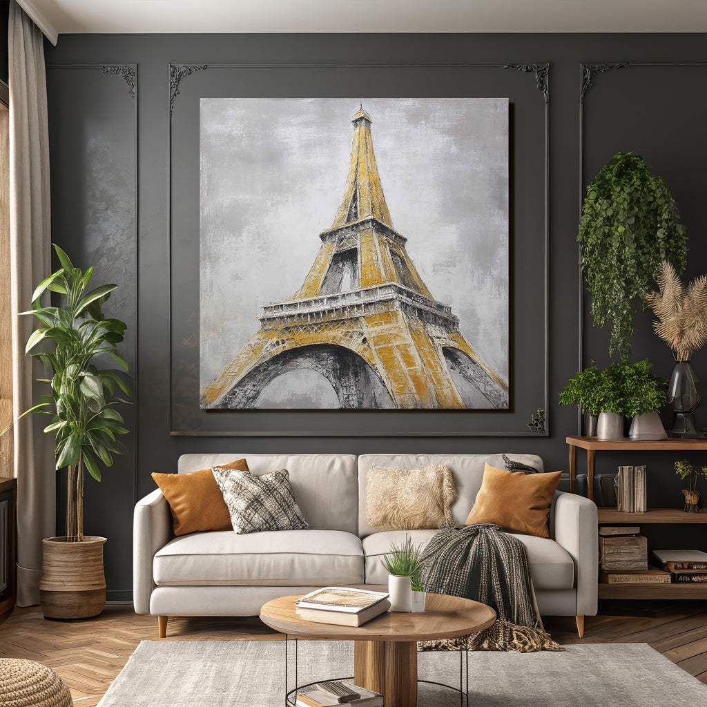 Eiffel Turm Kuenstlerische Darstellung Architektonische Merkmale Buntes Farbschema